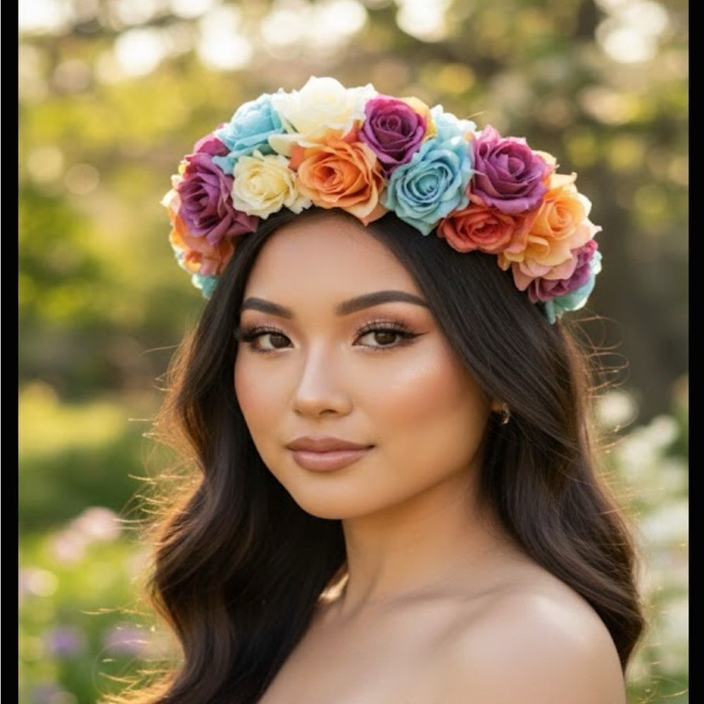 Stunning Handmade Colorful/Pastel Spring Rose Goddess Flower Crown